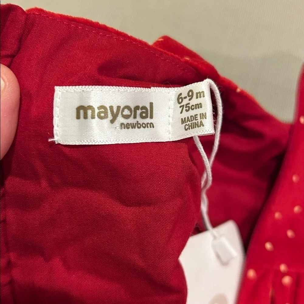 Mayoral Baby Red Velvet Holiday Dress Size 6 to 9 Months